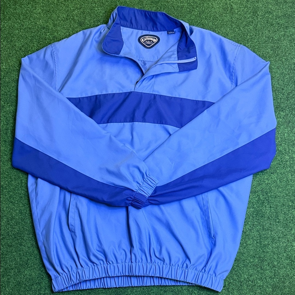 Callaway: Vintage Two-Tone Blue Q-Zip Sport Windbreaker (Size Large / *MINT*)
